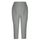 thumbnail image 3 of Puntoco Pantalones Pitillo Con Bolsillos Transpirables De Algodón Y Lino Informales De Color Sólido De Cintura Alta Para Mujer Pantalones Recortados Gris M, Regalo Para Mujer, 3 of 6