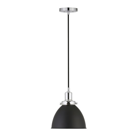 Evelyn&Zoe Industrial 8" Wide Blackened Bronze/Polished Nickel Pendant