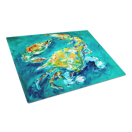 

Caroline s Treasures By Chance Crab in Aqua blue Glass Cutting Board Large Size