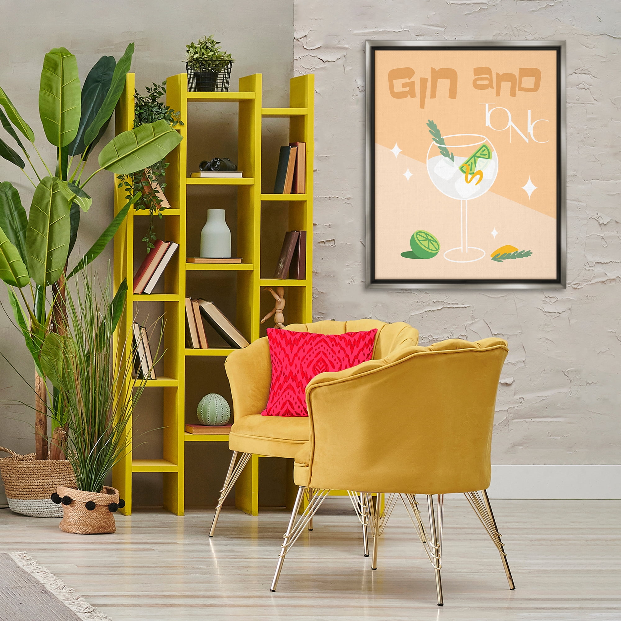 Stupell Industries Gin & Tonic Typography Food & Beverage Painting Gray Floater Framed Canvas Art Print Wall Art, 25 x 31