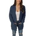 thumbnail image 1 of INSPIRE CHIC Women's Fall Winter Long Sleeve Cable Knit Open Front Sweater Cardigan with Pockets XL Navy Blue, 1 of 6