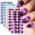 thumbnail image 2 of Buy 2 Get 1 FREE, Nail Polish Strips with Nail File, Purple Glitter Cat Eye Gel Nail Stickers, Self-Adhesive Full Nail Wraps for Women, Salon-Quality Long Lasting Nail Art Decals for DIY Manicure, 2 of 9
