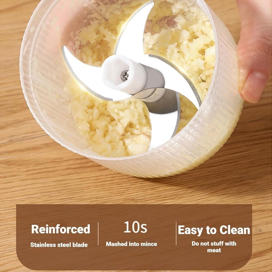 Household Electric Garlic Crusher, 350ML Portable Cordless Electric Garlic Chopper, Rechargeable Food Processor, Vegetable Chopper Blenderfor Ginger Chili Onion Fruit Meat (White*1)