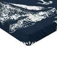 thumbnail image 2 of Ambesonne Navy Blue Fitted Sheet, Boat Clouds Anchor, Twin XL Size, Navy White, 2 of 3