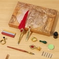 thumbnail image 3 of Feather Pen Set Exquisite Quill Pen and Ink Kit with Wooden Dip Pen Stamp Melting Spoon Candle Letter Opener Pen Nibs Wax Stick and Pen Holder Feather Calligraphy Pen Set for Handwriting Lovers Gift, 3 of 9