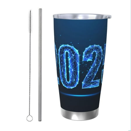 

Vsdgher 2025 Happy New Year 5 20 Oz Stainless Steel Vacuum Insulated Travel Mug Coffee Cup for Home Office Outdoor Works Great for Ice Drinks and Hot Beverage -Straw Two-piece Set