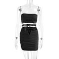 thumbnail image 3 of Summer New Sexy Strap Camisole Two-Piece Dress Women's Tie Pleated Bodycon Dress, 3 of 6