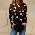 thumbnail image 2 of Inglocry Valentine's Day Women's Funny Heart Printed Shirt Fashion Casual Long Sleeve Shirts 2026 Crew Neck Pullover Top Black XL, 2 of 5