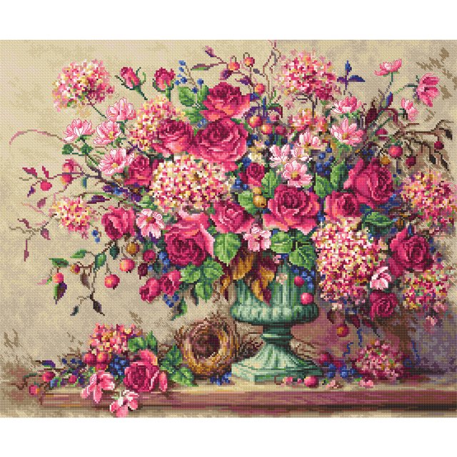 Full Cross Stitch Handcraft 11CT Stamped Pink Flower Costura Adorno para el hogar FLhrweasw Nuevo