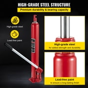 KFFKFF Hydraulic Long Ram Jack, 4 Tons Capacity, Single Piston, Flat Base, Manual Operation, Suitable for Garage Cranes, Engine Hoists, Red