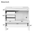 thumbnail image 2 of Bathroom Vanity with Sink, Freestanding Bathroom Sink Vanity with 3 Drawers & Soft-Close Door, Solid Wood Bathroom Cabinet with Ceramic Basin for Small Space (White & 36"), 2 of 9
