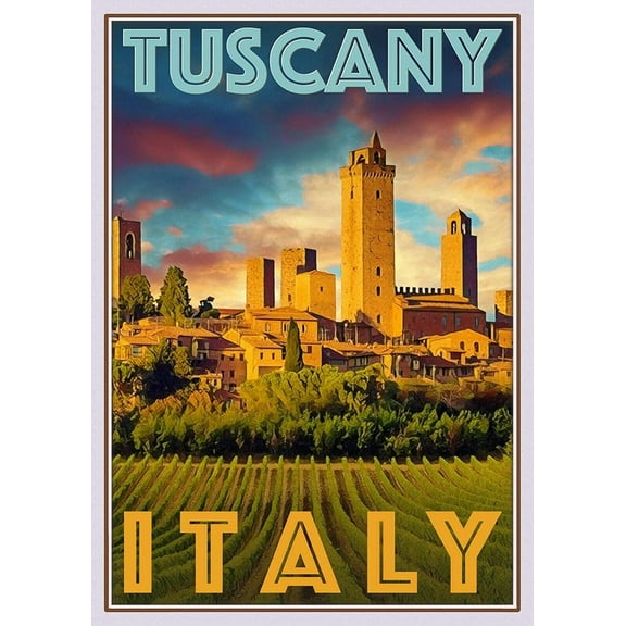 Vintage Tin Sign Holiday Tourism Tuscany Italy Wall Decoration Poster Bar Restaurant Metal Tin Sign 12x8inch