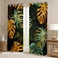 thumbnail image 2 of Manfei Green Gold Leaves Black Out Curtains,Tropical Plant Theme Curtains Pack of 2 (42x63 Each),Monstera Leaf Bedroom Curtains For Teens,Breathable Home Decor, 2 of 6