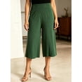 thumbnail image 5 of LMLYSoH Women’s High Rise Capri Pants Elastic Waist Solid Color Loose Fit Cropped Pants Trousers, 5 of 8