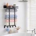thumbnail image 4 of Yucurem Towel Storage Rack for Bathroom, Wall Mounted Towel Rack with Shelf and 5 Hooks, Metal Towel Holder for Small Bathroom Organizer Decor or RV Camping, 4 of 10