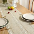 thumbnail image 2 of Camino de mesa Wracra Rustic con dobladillo de lino, 150 cm, con borlas, 2 of 5