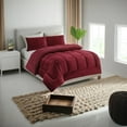 thumbnail image 2 of 3 Pieces Comforter Set Burgundy-Breathable and Durable Weighted Farmhouse Blanket - Plush, Sherpa, and Perfect for Modern Cozy Living, Offering Unmatched Comfort and Warmth, King,Burgundy, 2 of 5