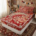 thumbnail image 3 of Erosebridal Red Bohemian Western Paisley Zipper Twin Comforter Sets with Fitted Sheet and 2 Pillowcases for Women Girls, Retro Damask Floral Zipper Bedding Set, Reversible, 4 Pieces, 3 of 7