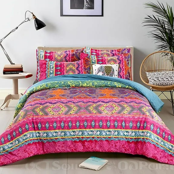 HGmart Fuchsia striped twin 2 pieces comforter set, fresh, bright, soft, and skin-friendly, available in multiple sizes