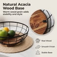 thumbnail image 3 of Fruit Basket,black Wire Basket with Acacia Wood Base,large Fruit Bowl for Countertop,black Baskets for Fruits, Breads, Vegetables Storage. (12-inch), 3 of 7