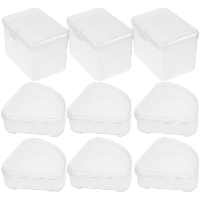 9pcs Transparent Makeup Sponge Box Portable Cosmetic Egg Holder Versatile Plastic Box for Powder Puff