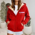 thumbnail image 4 of Fleece Lined Thick Hoodies for Women 2025 Winter Long Sleeve Zip Up Graphic Hooded Sweatshirt with Pockets Jacket Coat, 4 of 5