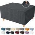 thumbnail image 1 of SHILIU-Ottoman Cover Latest Jacquard Design High Stretch Folding Storage Footstool Protector Rectangle Removable Slipcover (Ottoman X-Large, Dark Gray), 1 of 4