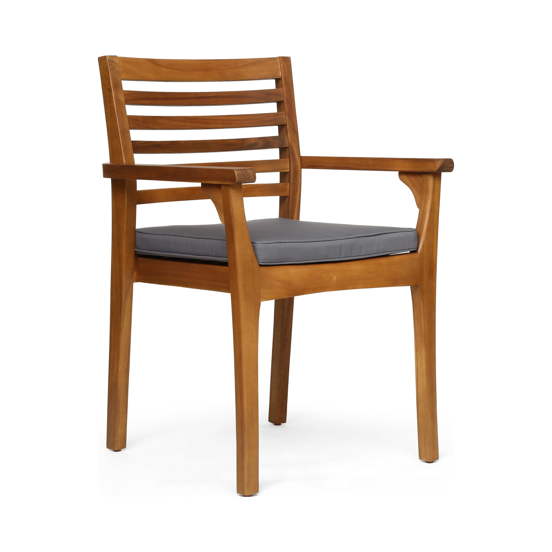 Christopher Knight Home 7-Piece Rustic Teak Outdoor Expandable Dining Set with Dark Gray Cushion