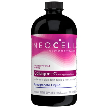 NeoCell Collagen Plus C Liquid Dietary Supplement, Pomegranate, 4g, 16 fl oz