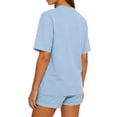 thumbnail image 4 of Lumtrix Womens 2026 Spring Summer Going Out Tops Casual Short Sleeve Crewneck Loose Fit Basic Oversized T Shirts Light Blue L, 4 of 4