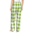 thumbnail image 3 of Picia White Green Plaid Womens Soft Woven Cotton Elastic Waistband Sleep Pajama Pant Lounge Sleep Pant With Pockets And Drawstring-Large, 3 of 9