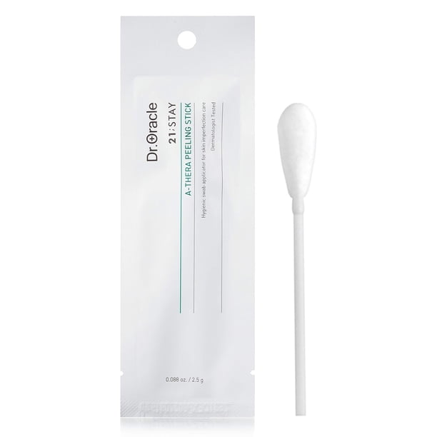 DR.ORACLE 21 Stay A-Thera Peeling Stick para pieles sensibles - AHA BHA Aceite de árbol de té hisopos exfoliantes para puntos negros, puntos blancos, poros agrandados, cuidado de la piel coreano, prob