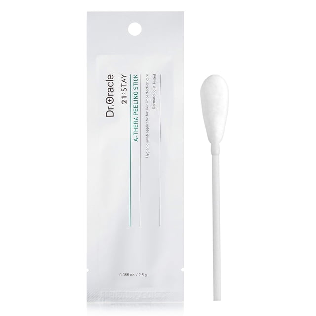 DR.ORACLE 21 Stay A-Thera Peeling Stick para pieles sensibles - AHA BHA Aceite de árbol de té hisopos exfoliantes para puntos negros, puntos blancos, poros agrandados, cuidado de la piel coreano, prob