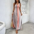 thumbnail image 5 of CIENVNSTG Summer Dresses for Women 2026 U Neck Sleeveless Casual Midi Dress Striped Printed Beach Vacation Sundresses with Pockets Vermilion S, 5 of 5