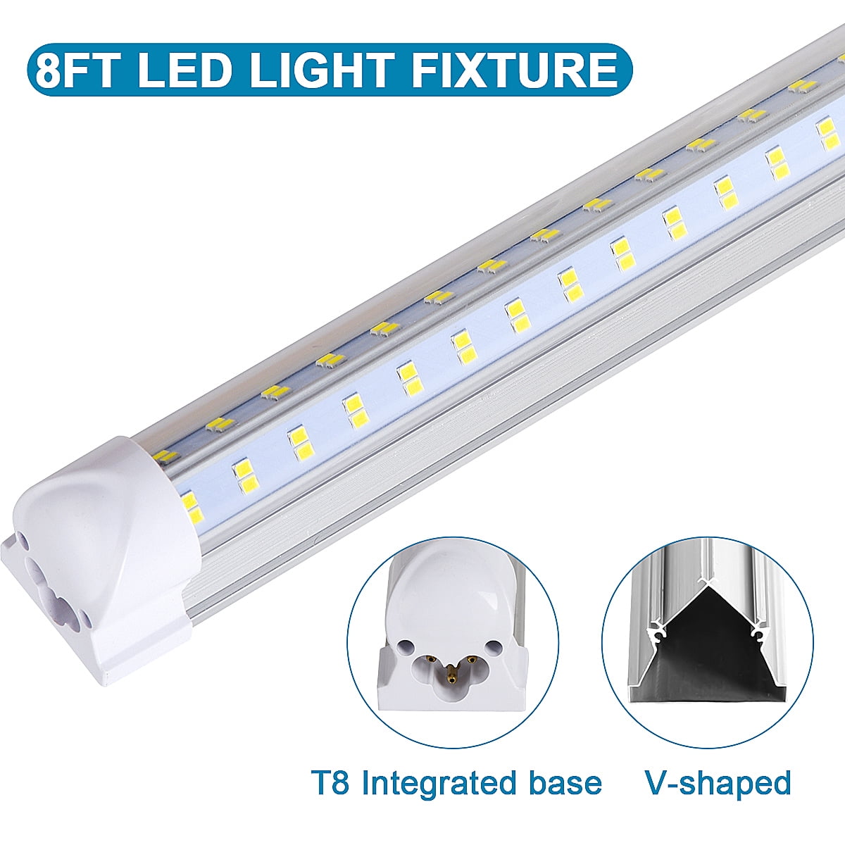 10Pack, Led Shop Lights,8FT LED Light 120W 5000K 19500LM Led Daylight,Garage Light Linkable Clear Cover Integrated V-Shape for Garage Warehouse Workbench Workshop