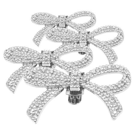 2 Pairs Rhinestone Shoe Clips Detachable Flower Buckle Buckles Jewelry Bride Silver