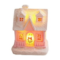 Christmas Village Glowing House Ornament Tabletop Lighting House Resin Crafts Decoration for Home Holiday Xmas Party Kids Gift Living Room Office Bedroom,Cute Resin Houses Table Decor 2.9"x2"x1.8"