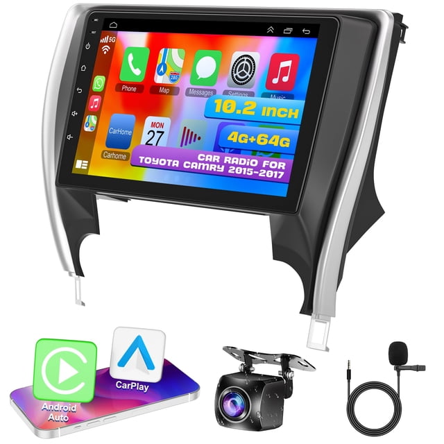 Estéreo para coche B4U de 10,2 pulgadas con Android 12 con CarPlay Toyota Camry 15-17