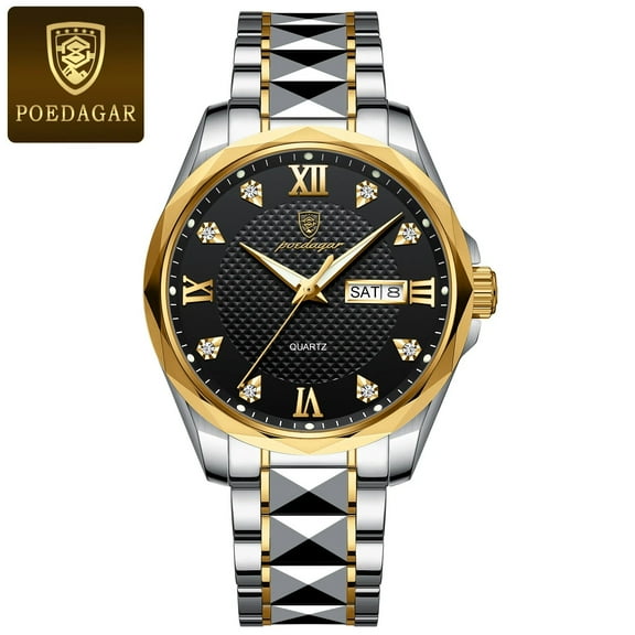 Poedagar luxury watches for man waterproof luminous date Week Men's Watch stainless steel men quartz watches high quality clocks