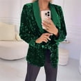thumbnail image 2 of Xingpeng Flannel Blazer with Sequin Lapel Women's Jacket Fall Winter Casual Long Sleeve Unique Work Office 2026 Green S, 2 of 6