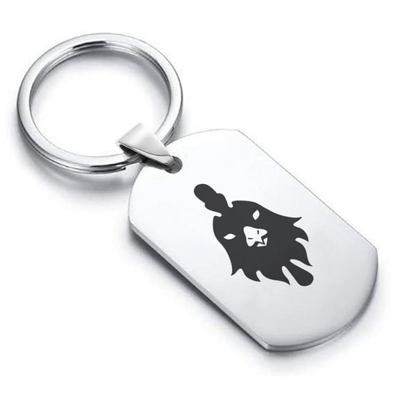 Stainless Steel Year of the Rooster Zodiac Dog Tag Keychain Circle Ring
