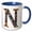Blue/White, variant on 3drose, Pretty Image of Stained Glass Monogram Letter N, 11oz Two-tone Yellow Mug