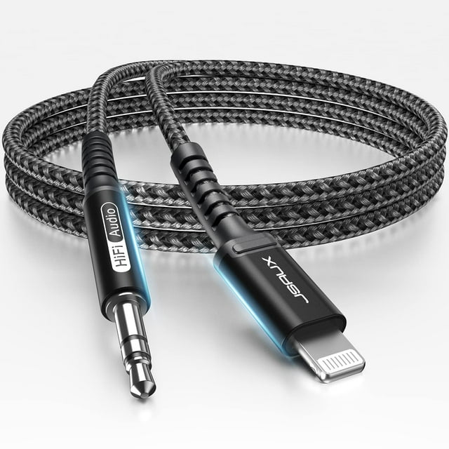 Cable auxiliar JSAUX para iPhone, 3,3 pies, 3,5 mm, coche, negro