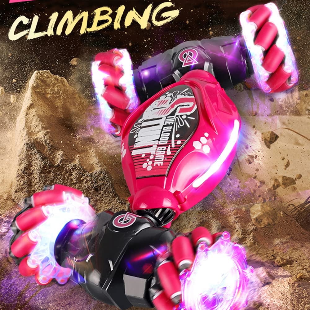 Gesture Sensing RC Stunt Car with Light & Music,Gesture Sensing Twist Car,Drift Stunt 2.4GHz Remote Control Cars, 360掳 Flips Rotating Off Road Vehicle for Kids Gifts (Red)