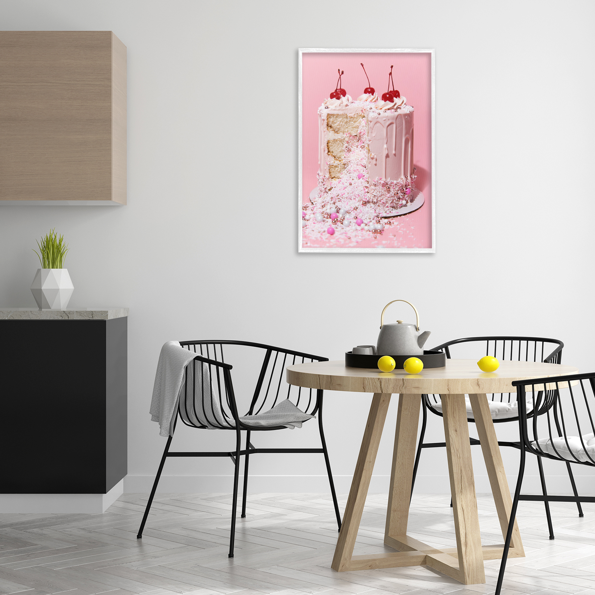 Stupell Industries Glam Gemstone Cake Food & Beverage Painting White Framed Art Print Wall Art, 20 x 30