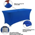 thumbnail image 4 of Parojati 1 Pack 8FT Table Cloth for Rectangular Fitted Events Stretch Pink Table Covers Washable Spandex Tablecloth Protector for Party, Wedding, Cocktail, Banquet, Festival Blue, 4 of 5