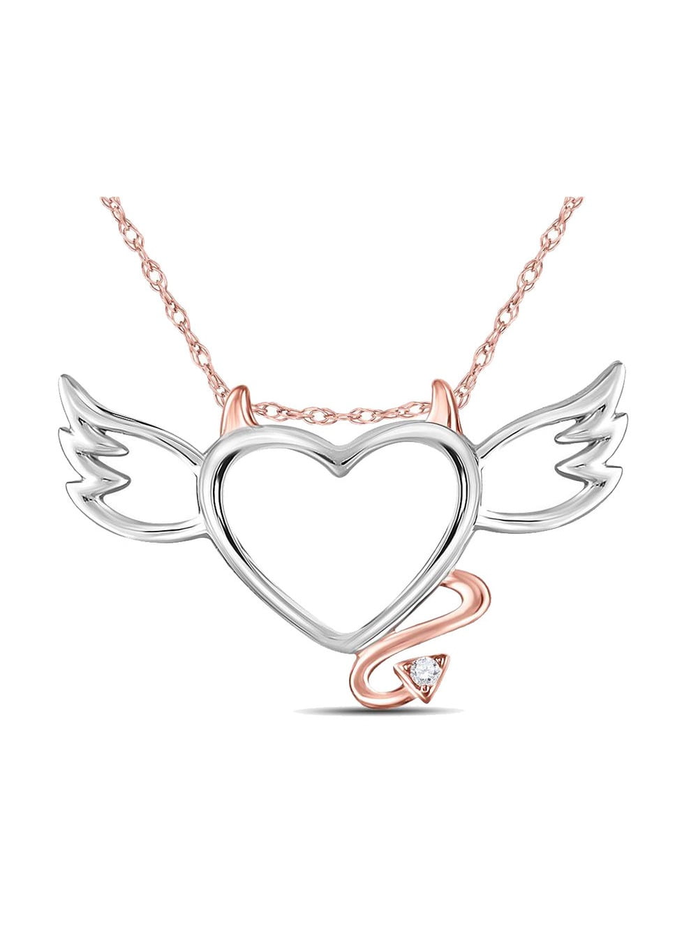 Details about   18" INCH DEVIL HEARTS PENDANTS 14K WHITE GOLD FN STERLING SILVER CHRISTMAS DAY