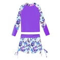 thumbnail image 3 of Alvivi Girls Flower Printed Athletic Two Piece Rash Guard Swimwear Beach Active Sportswear Swimsuit Purple 12, 3 of 7