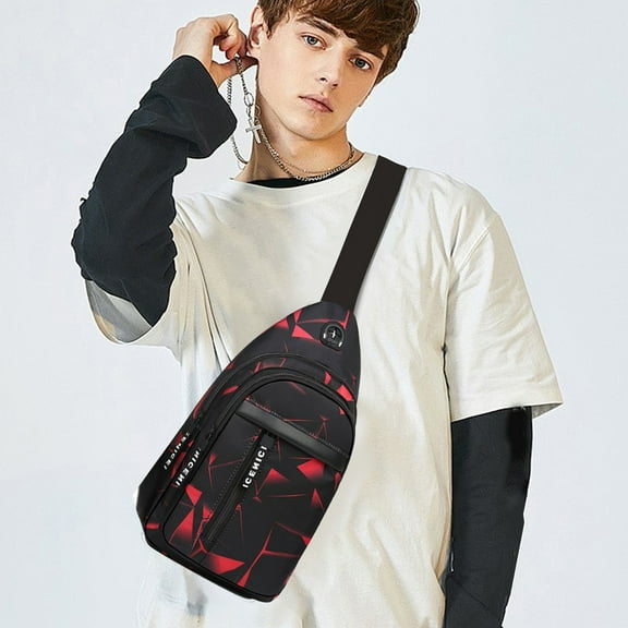BCZHQQ Sling Multi-Layer Backpack - Crossbody Travel Bag | Hiking Chest Pack with Front Pocket & USB Charging Port | Lightweight & Casual Shoulder Bag