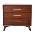thumbnail image 2 of Alpine Furniture Gramercy 3 Drawer Small Wood Chest in Walnut (Brown), 2 of 2